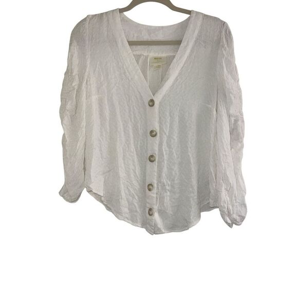 Anthropologie Tops - ✨Anthropologie Maeve White Jourdain Button Front Sz 10 Blouse✨